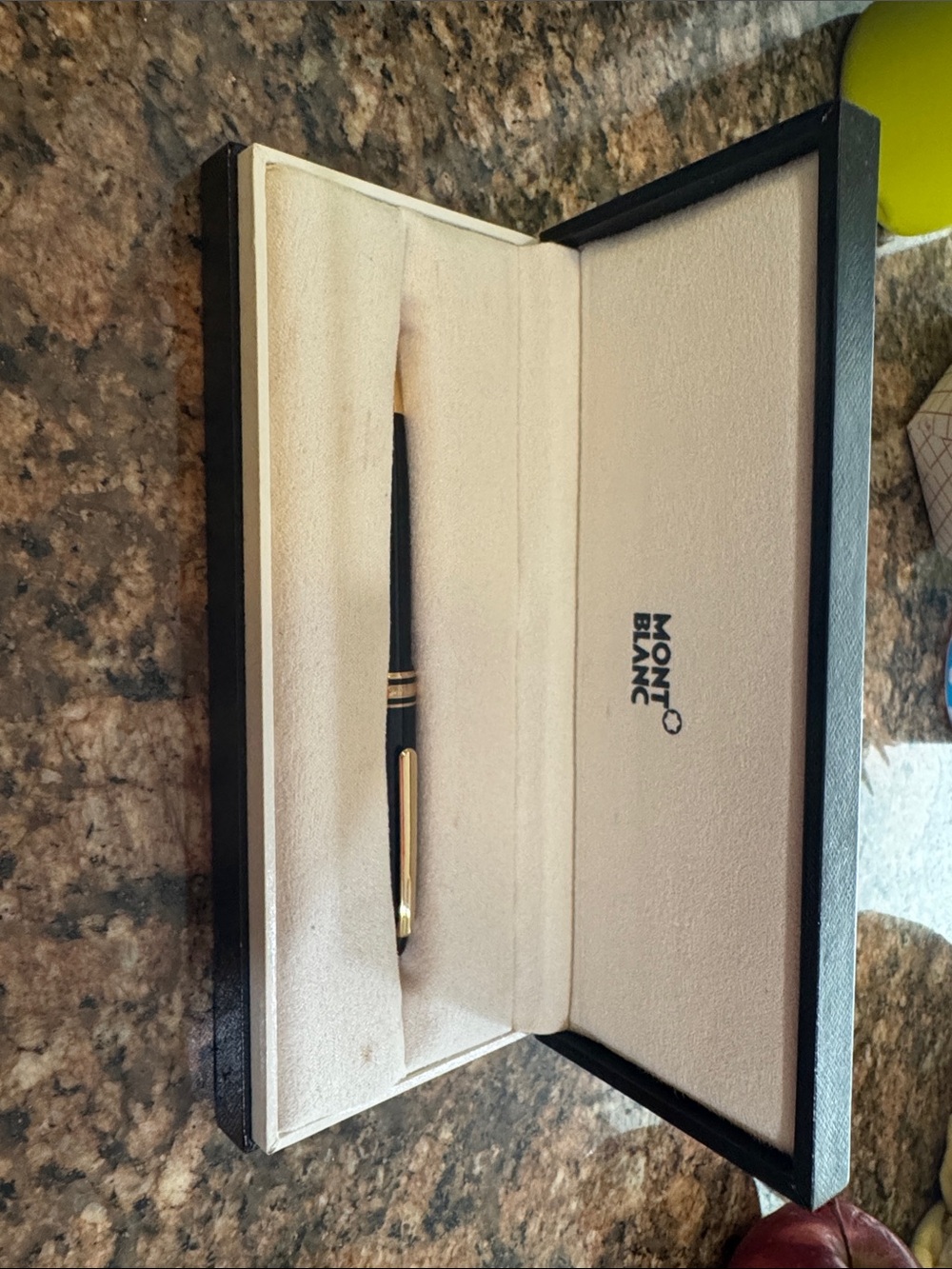 Montblanc Black and Gold Ballpoint Pen with Branded Case